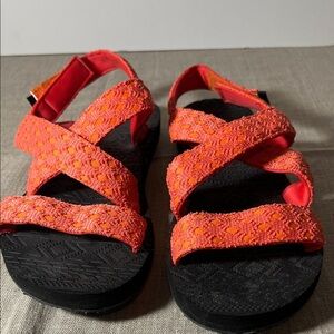 Women's Orange Cross-Strap Sandals